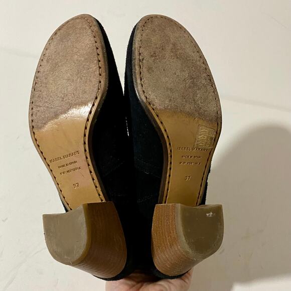 Isabel Marant Dicker Black Suede Ankle Boots Booties Western Cowboy Heel sz 37 - Picture 13 of 16